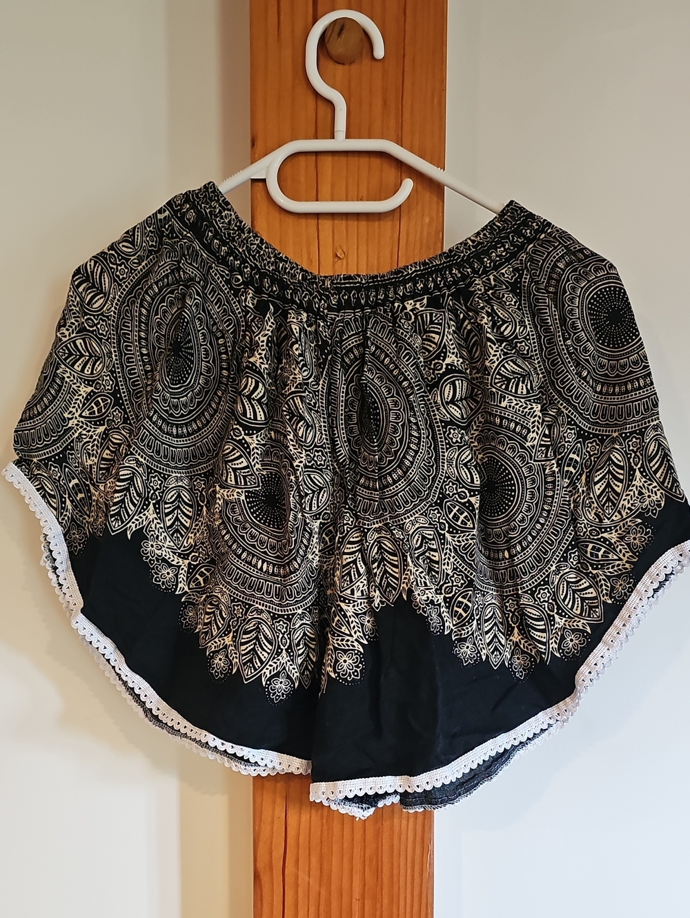 Black & Beige Boho Print Shorts